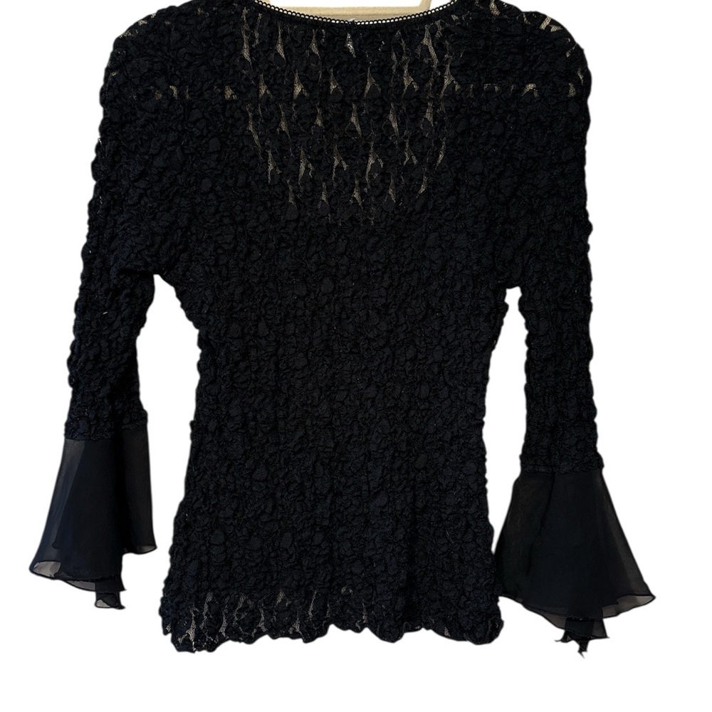 Vintage Alago Stretch Lace Top Black US Size 14, Made in Canada - Picture 2 of 6